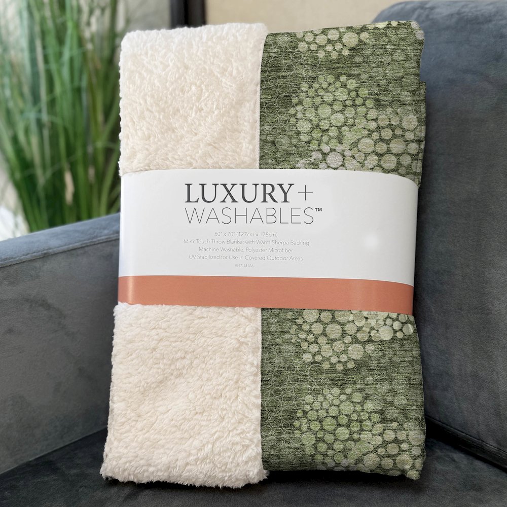 Premium Machine Washable ASB908 Olive 50" x 70" Sherpa Throw Blanket. Picture 3