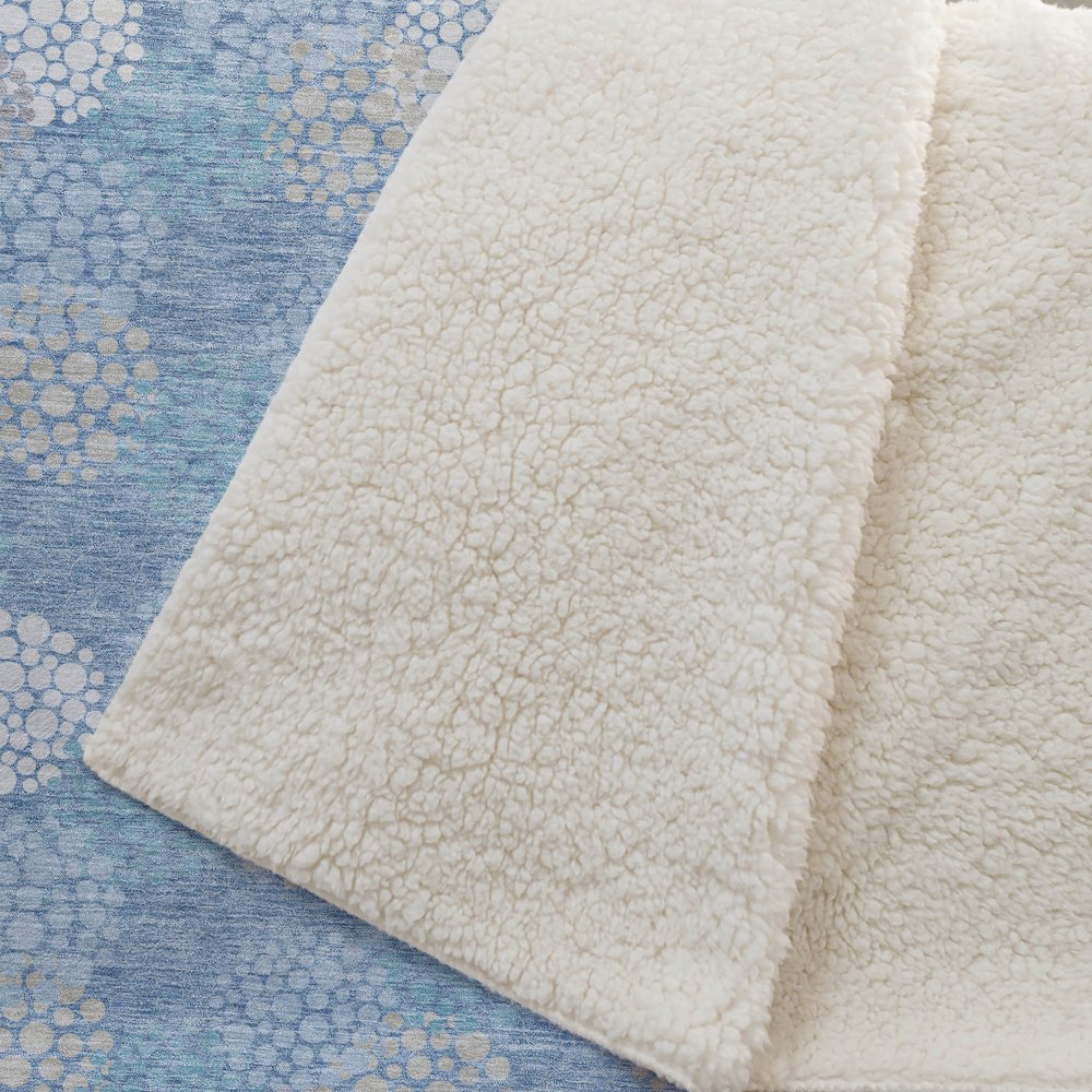 Premium Machine Washable ASB908 Sky 50" x 70" Sherpa Throw Blanket. Picture 2