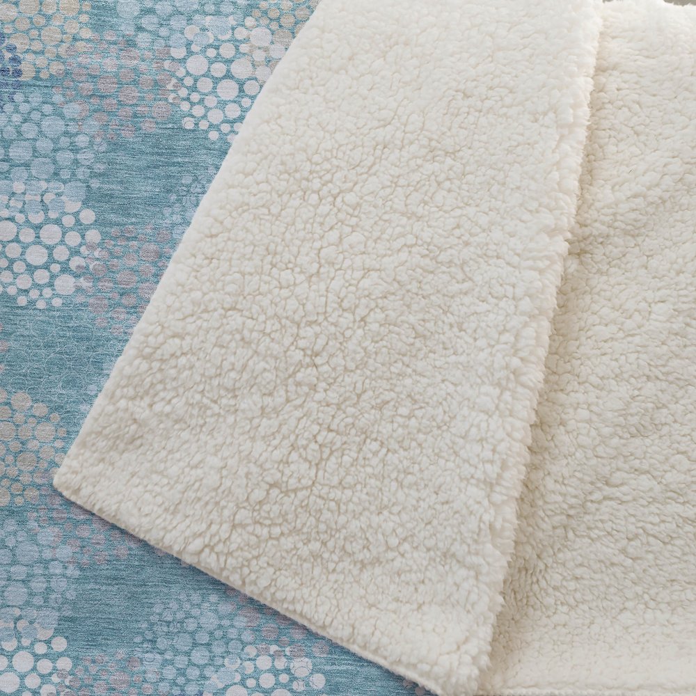 Premium Machine Washable ASB908 Teal 50" x 70" Sherpa Throw Blanket. Picture 2
