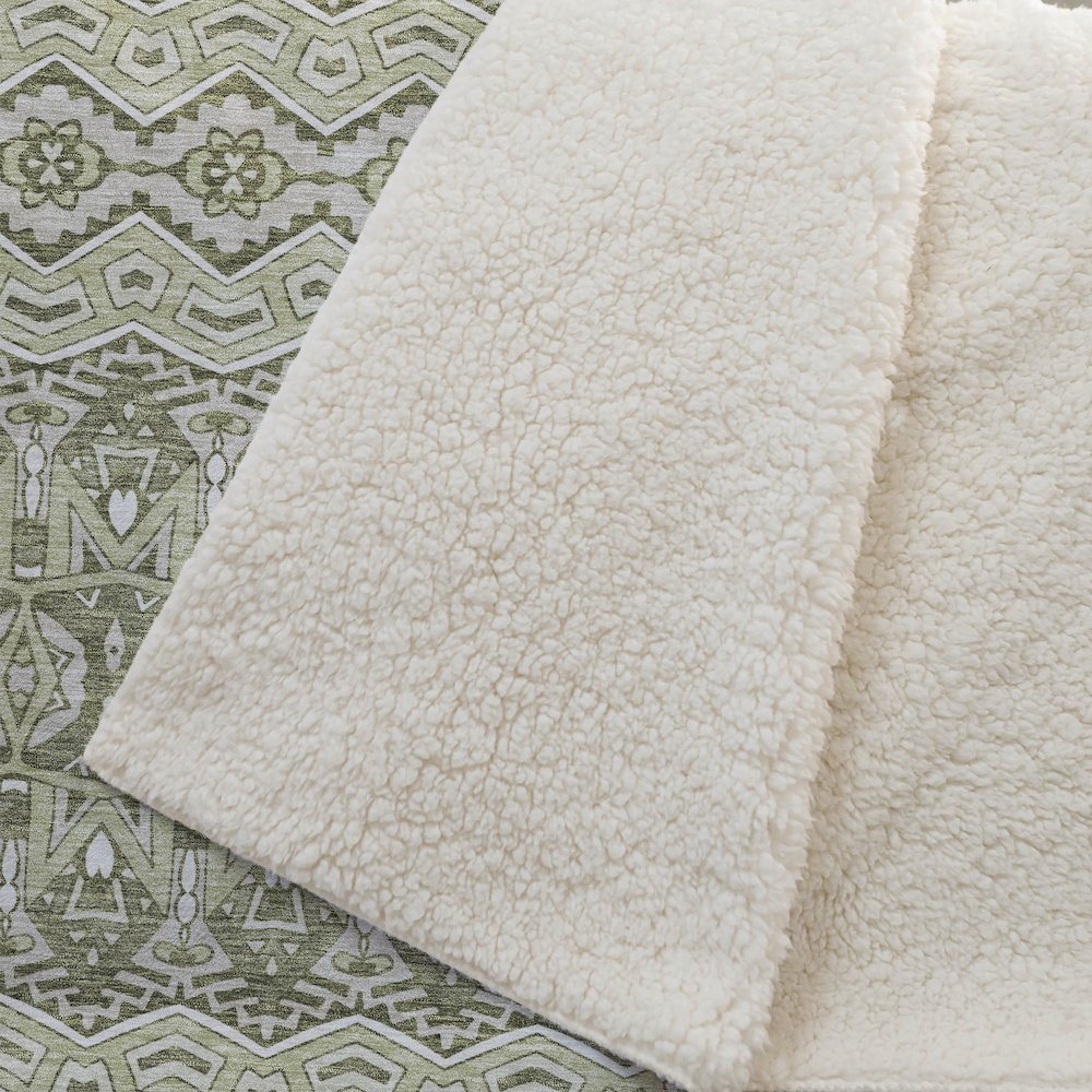 Premium Machine Washable ASB909 Aloe 50" x 70" Sherpa Throw Blanket. Picture 2