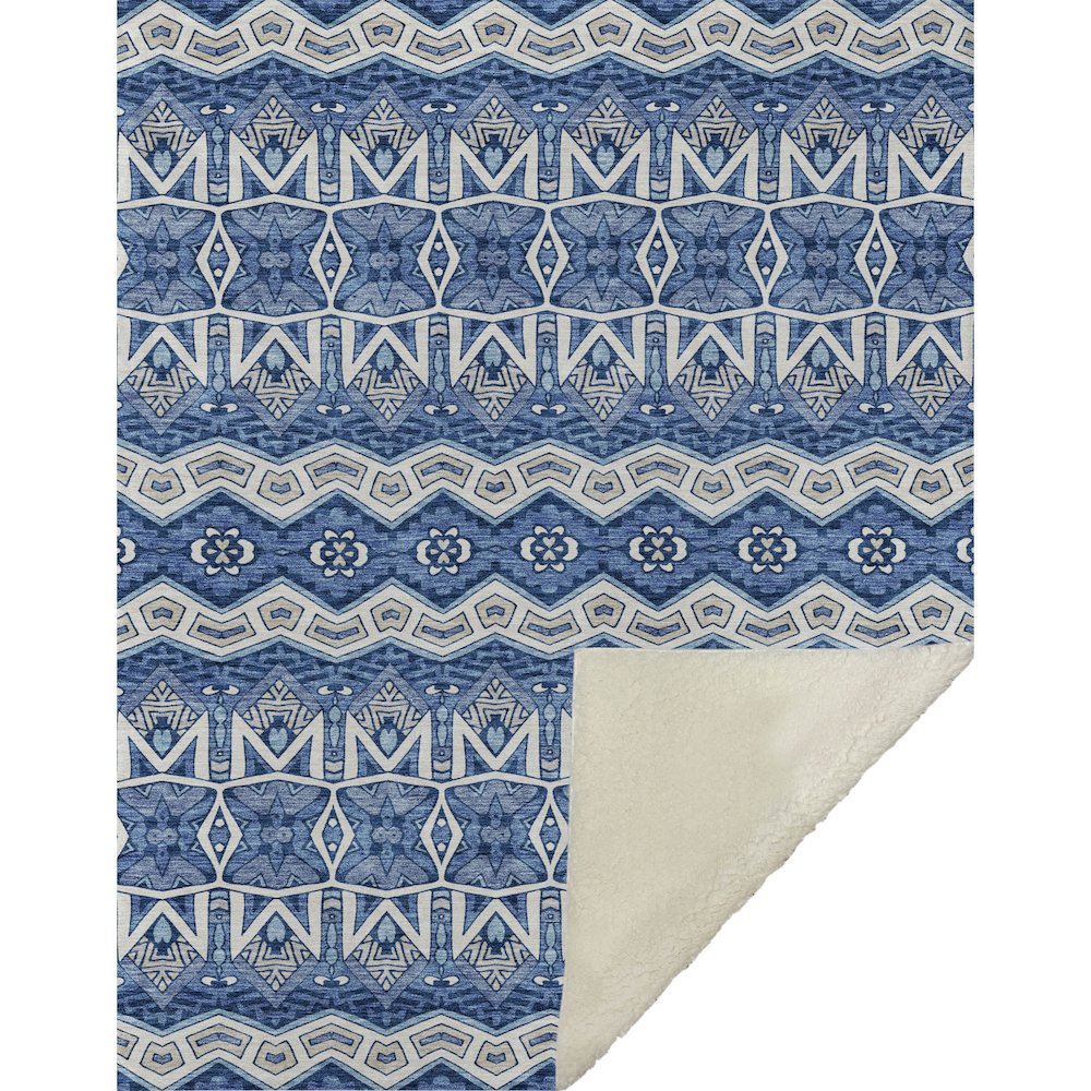 Premium Machine Washable ASB909 Blue 50" x 70" Sherpa Throw Blanket. Picture 1