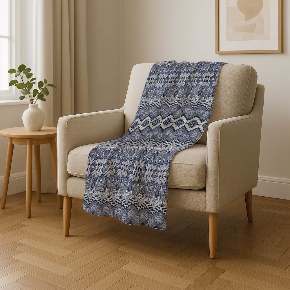 Premium Machine Washable ASB909 Denim 50" x 70" Sherpa Throw Blanket. Picture 4