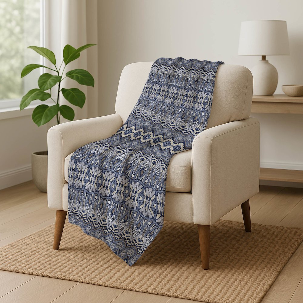 Premium Machine Washable ASB909 Denim 50" x 70" Sherpa Throw Blanket. Picture 5