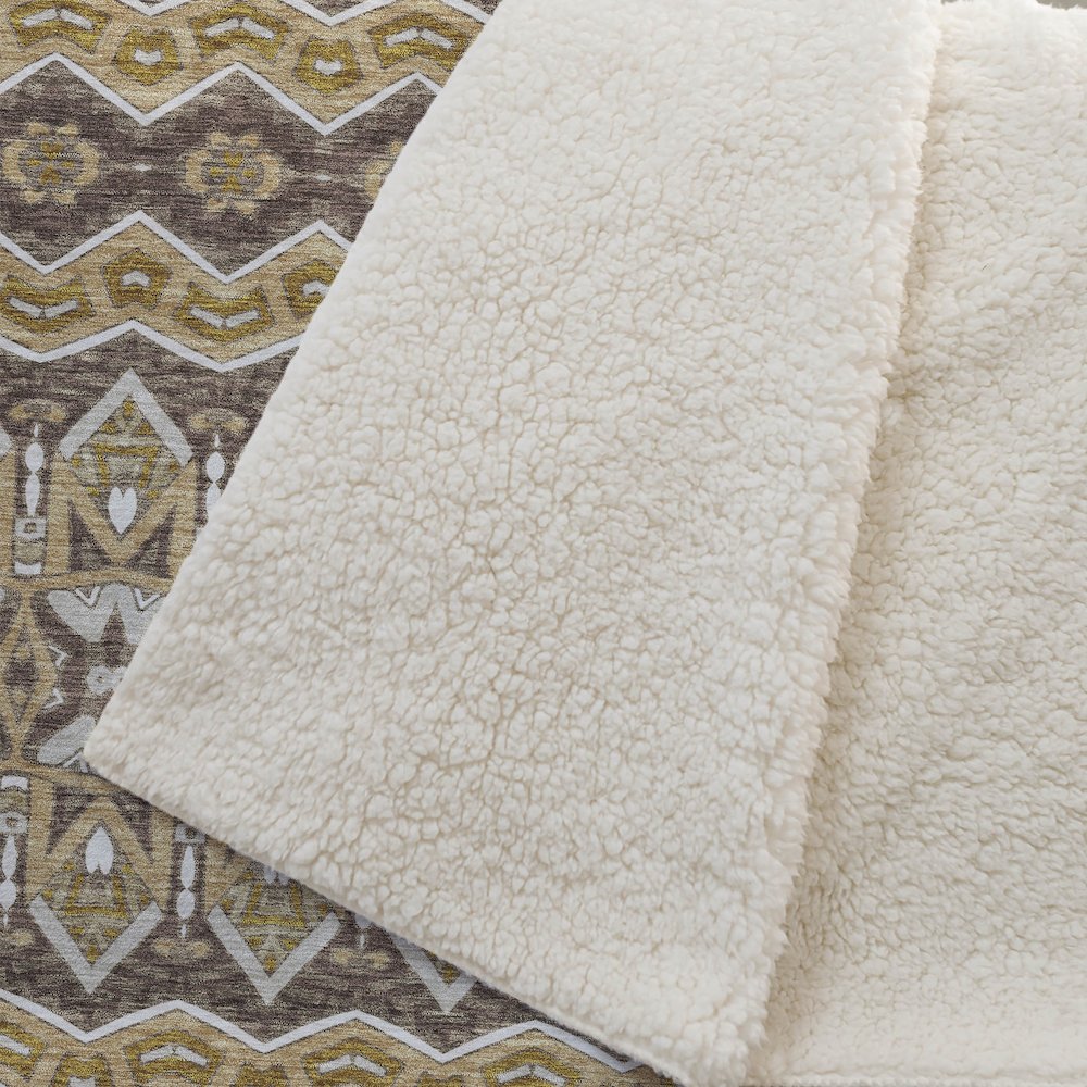 Premium Machine Washable ASB909 Gold 50" x 70" Sherpa Throw Blanket. Picture 2