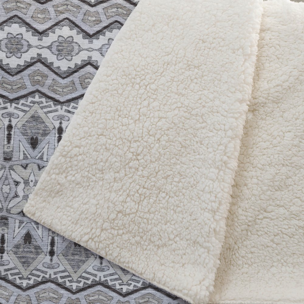 Premium Machine Washable ASB909 Gray 50" x 70" Sherpa Throw Blanket. Picture 2
