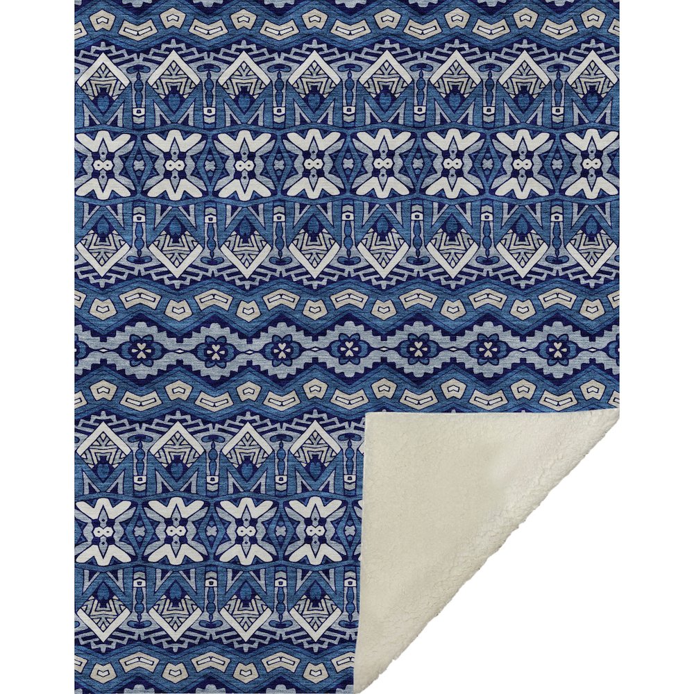 Premium Machine Washable ASB909 Navy 50" x 70" Sherpa Throw Blanket. Picture 1