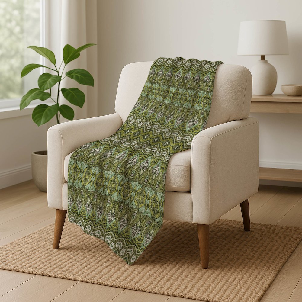 Premium Machine Washable ASB909 Olive 50" x 70" Sherpa Throw Blanket. Picture 5