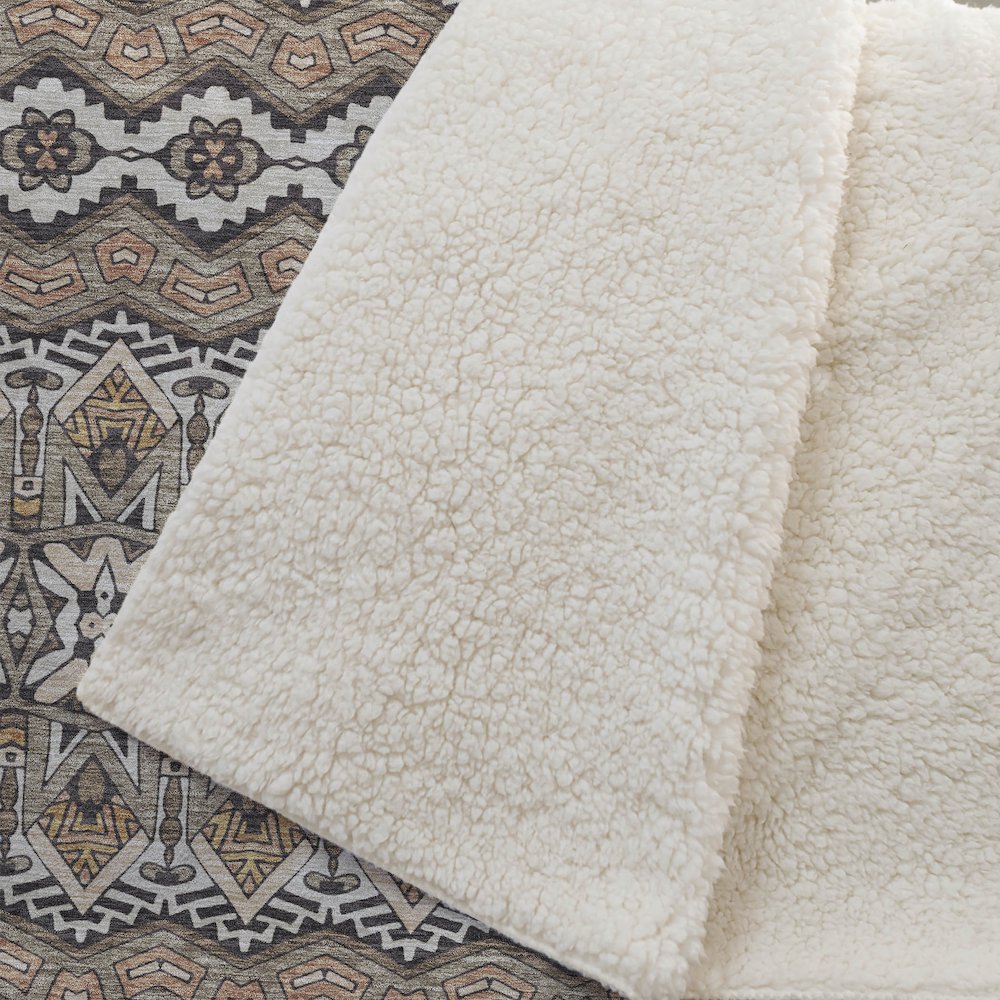 Premium Machine Washable ASB909 Taupe 50" x 70" Sherpa Throw Blanket. Picture 2