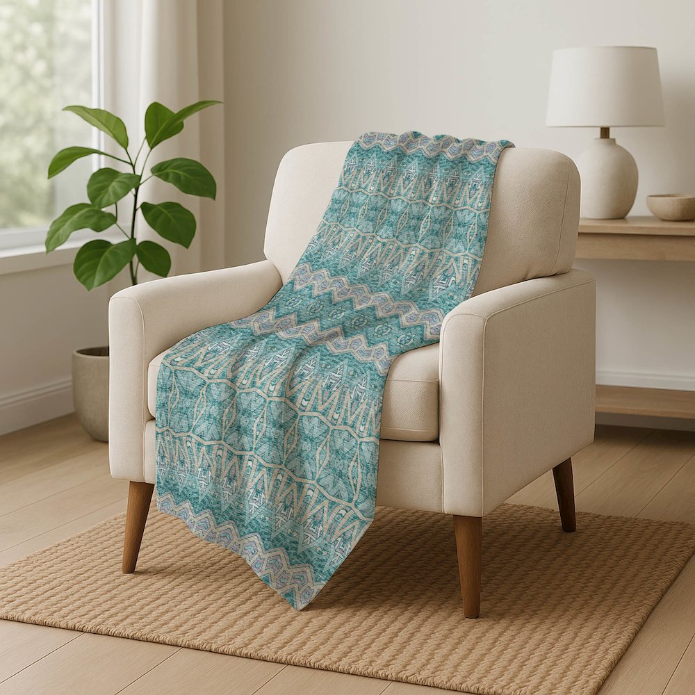 Premium Machine Washable ASB909 Teal 50" x 70" Sherpa Throw Blanket. Picture 5