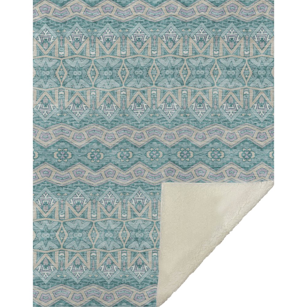 Premium Machine Washable ASB909 Teal 50" x 70" Sherpa Throw Blanket. Picture 1