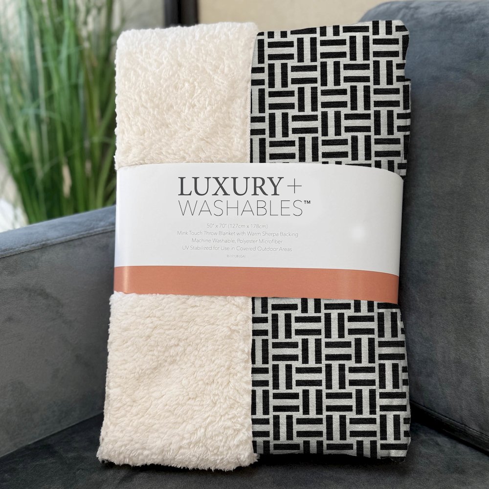 Premium Machine Washable ASB911 Black 50" x 70" Sherpa Throw Blanket. Picture 3