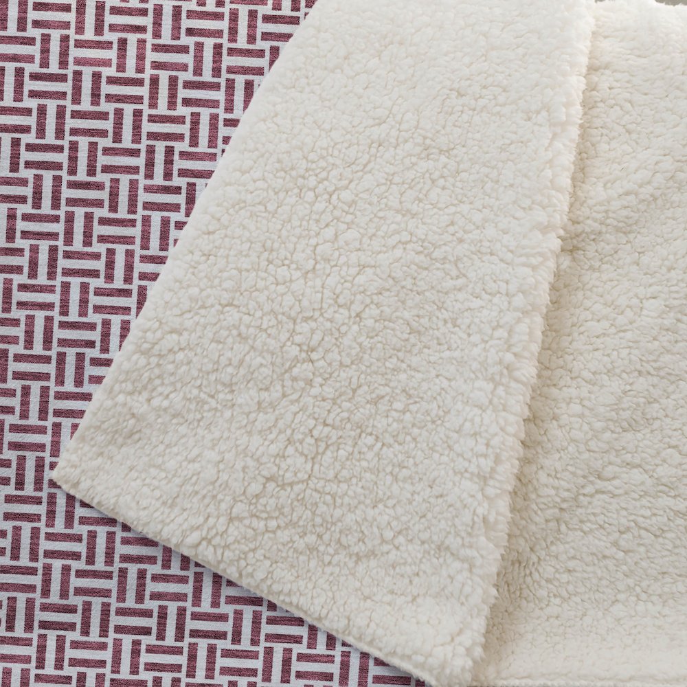 Premium Machine Washable ASB911 Burgundy 50" x 70" Sherpa Throw Blanket. Picture 2