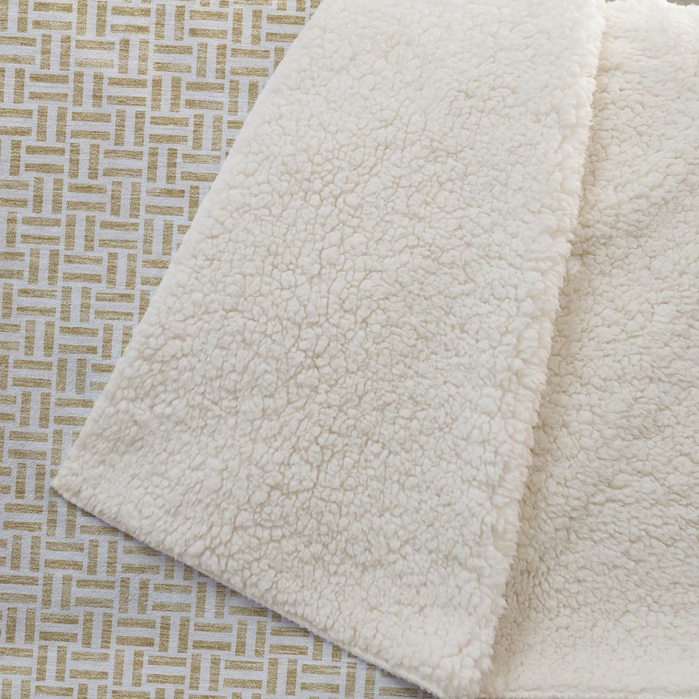 Premium Machine Washable ASB911 Gold 50" x 70" Sherpa Throw Blanket. Picture 2