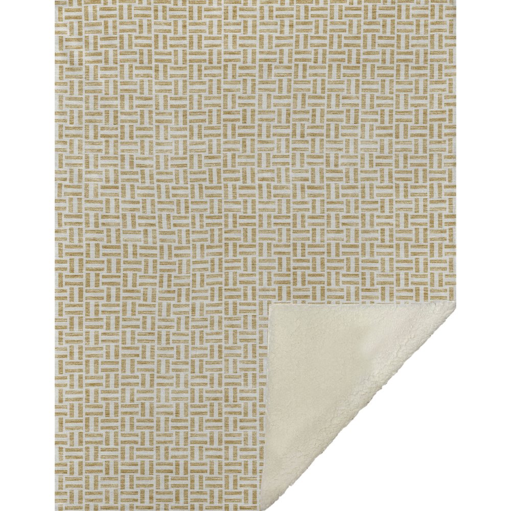 Premium Machine Washable ASB911 Gold 50" x 70" Sherpa Throw Blanket. Picture 1
