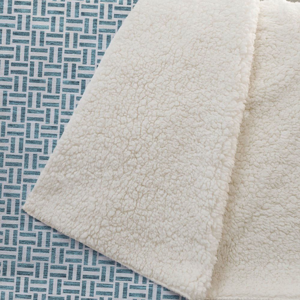 Premium Machine Washable ASB911 Teal 50" x 70" Sherpa Throw Blanket. Picture 2