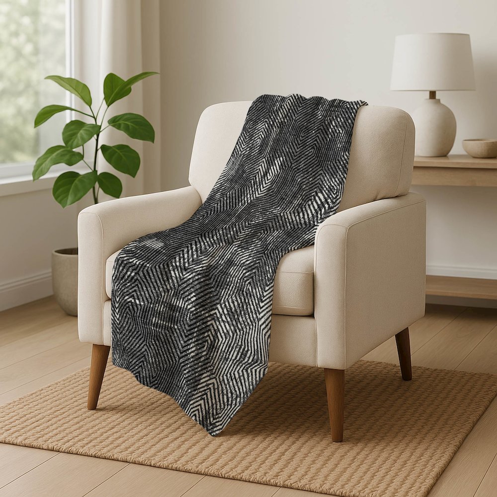 Premium Machine Washable ASB912 Black 50" x 70" Sherpa Throw Blanket. Picture 5