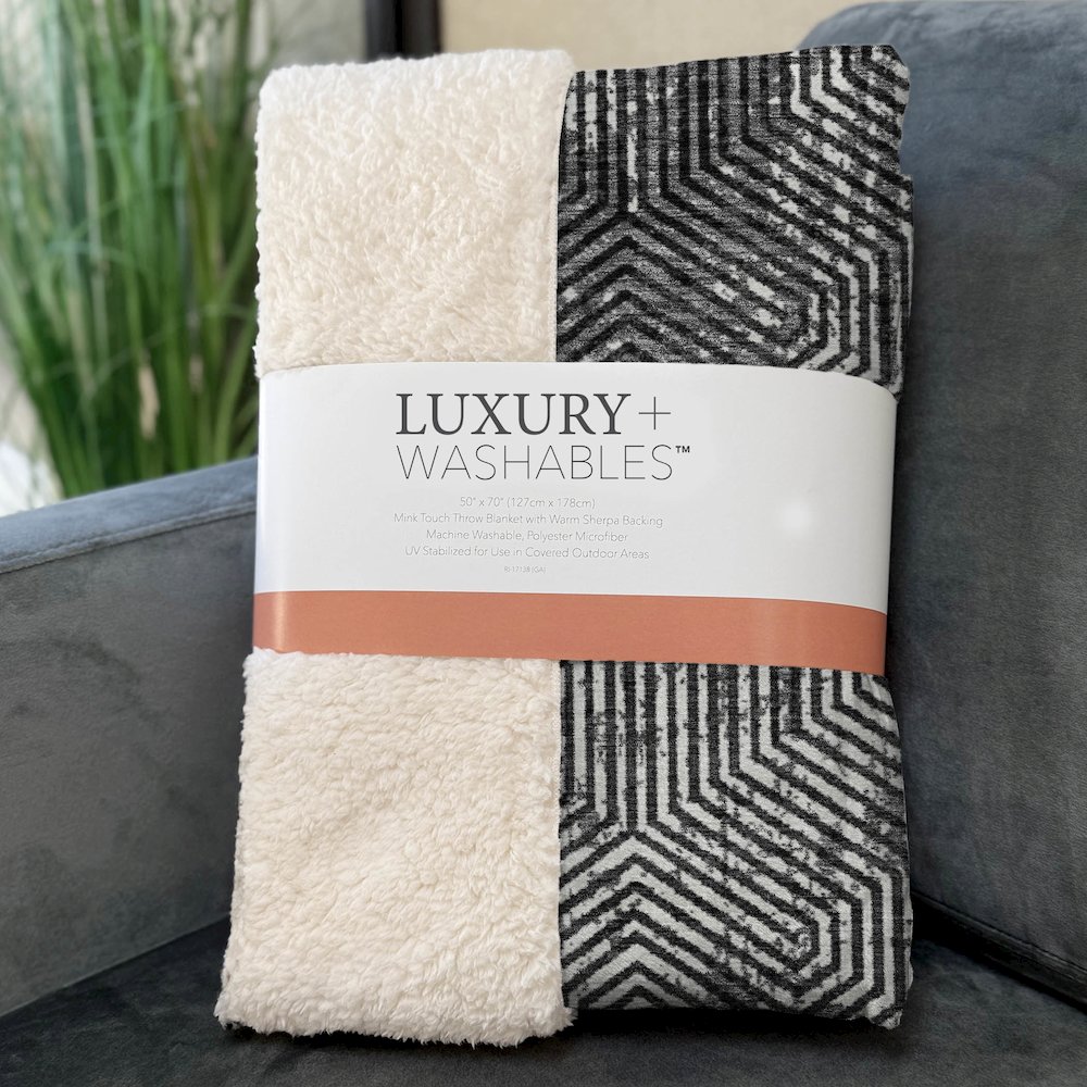 Premium Machine Washable ASB912 Black 50" x 70" Sherpa Throw Blanket. Picture 3