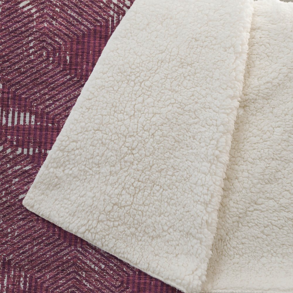 Premium Machine Washable ASB912 Burgundy 50" x 70" Sherpa Throw Blanket. Picture 2