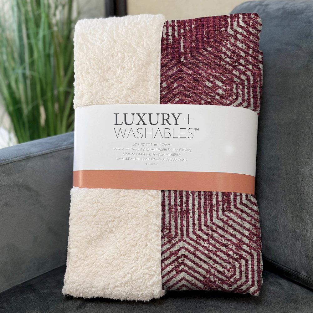 Premium Machine Washable ASB912 Burgundy 50" x 70" Sherpa Throw Blanket. Picture 3