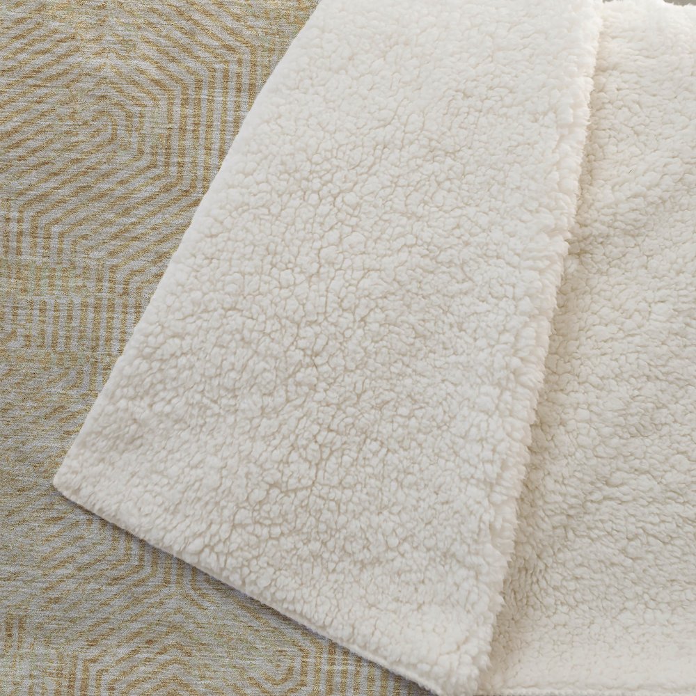Premium Machine Washable ASB912 Gold 50" x 70" Sherpa Throw Blanket. Picture 2