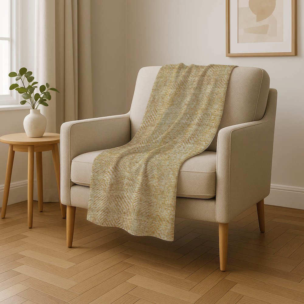 Premium Machine Washable ASB912 Gold 50" x 70" Sherpa Throw Blanket. Picture 4