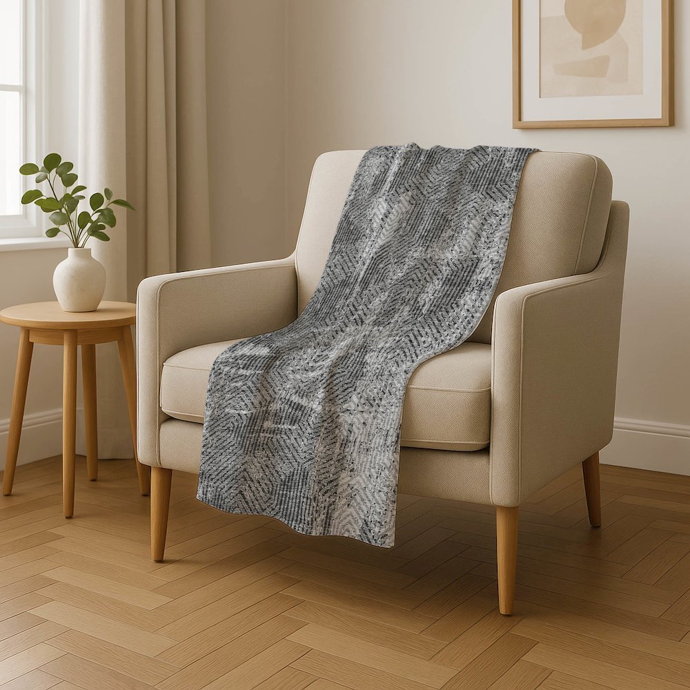 Premium Machine Washable ASB912 Gray 50" x 70" Sherpa Throw Blanket. Picture 4