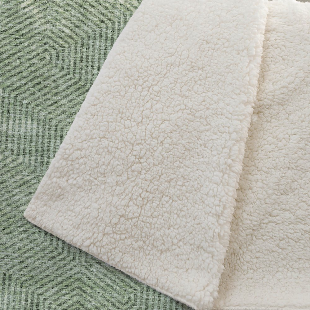 Premium Machine Washable ASB912 Green 50" x 70" Sherpa Throw Blanket. Picture 2