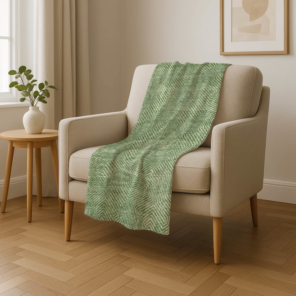Premium Machine Washable ASB912 Green 50" x 70" Sherpa Throw Blanket. Picture 4