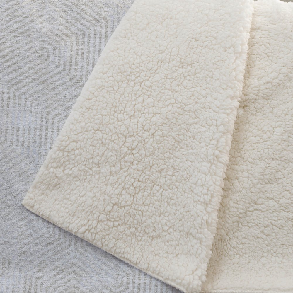 Premium Machine Washable ASB912 Ivory 50" x 70" Sherpa Throw Blanket. Picture 2