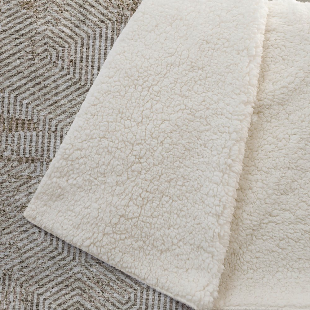 Premium Machine Washable ASB912 Mocha 50" x 70" Sherpa Throw Blanket. Picture 2