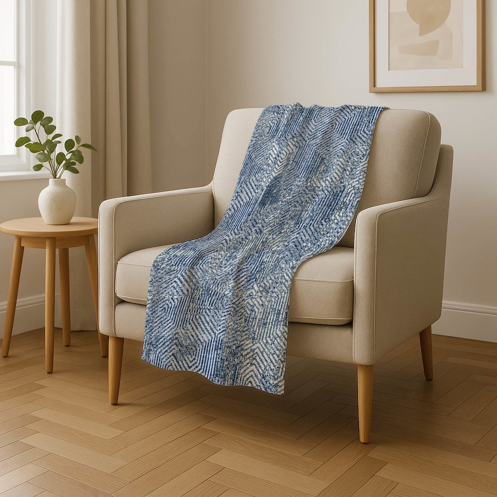 Premium Machine Washable ASB912 Navy 50" x 70" Sherpa Throw Blanket. Picture 4