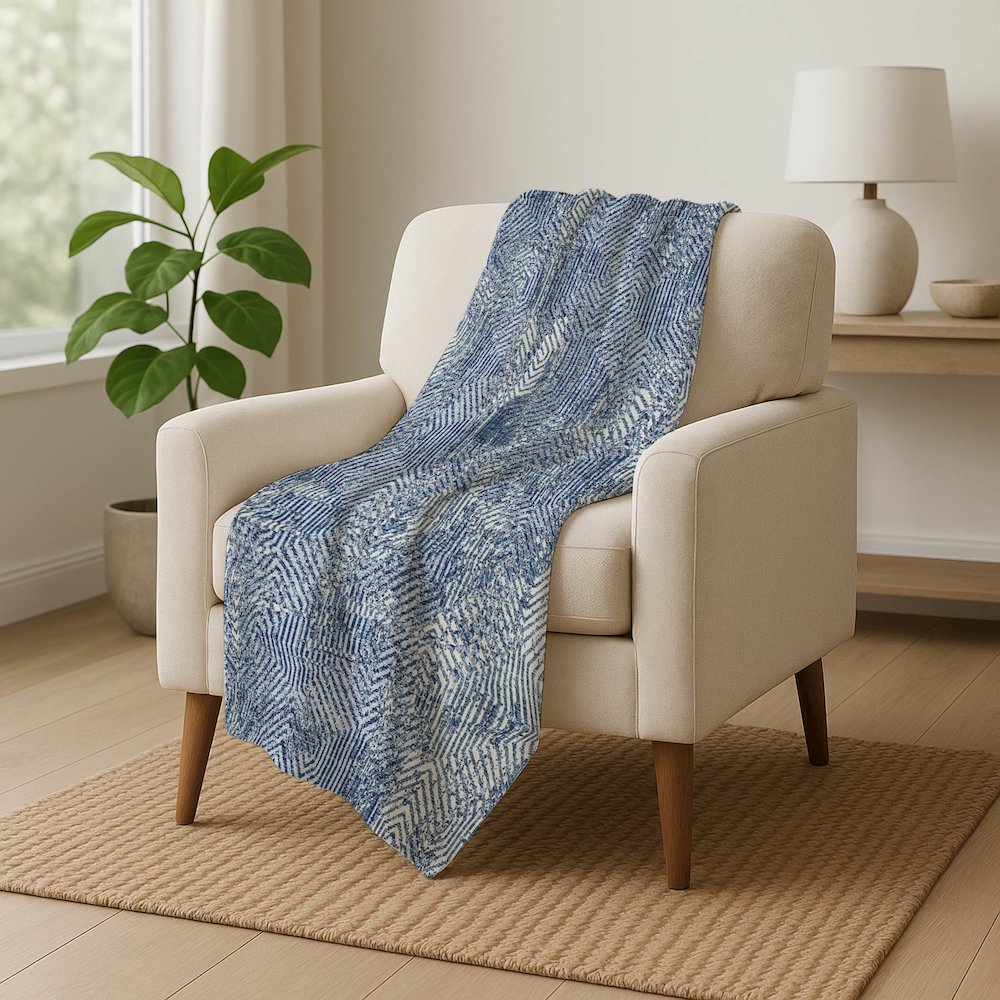 Premium Machine Washable ASB912 Navy 50" x 70" Sherpa Throw Blanket. Picture 5