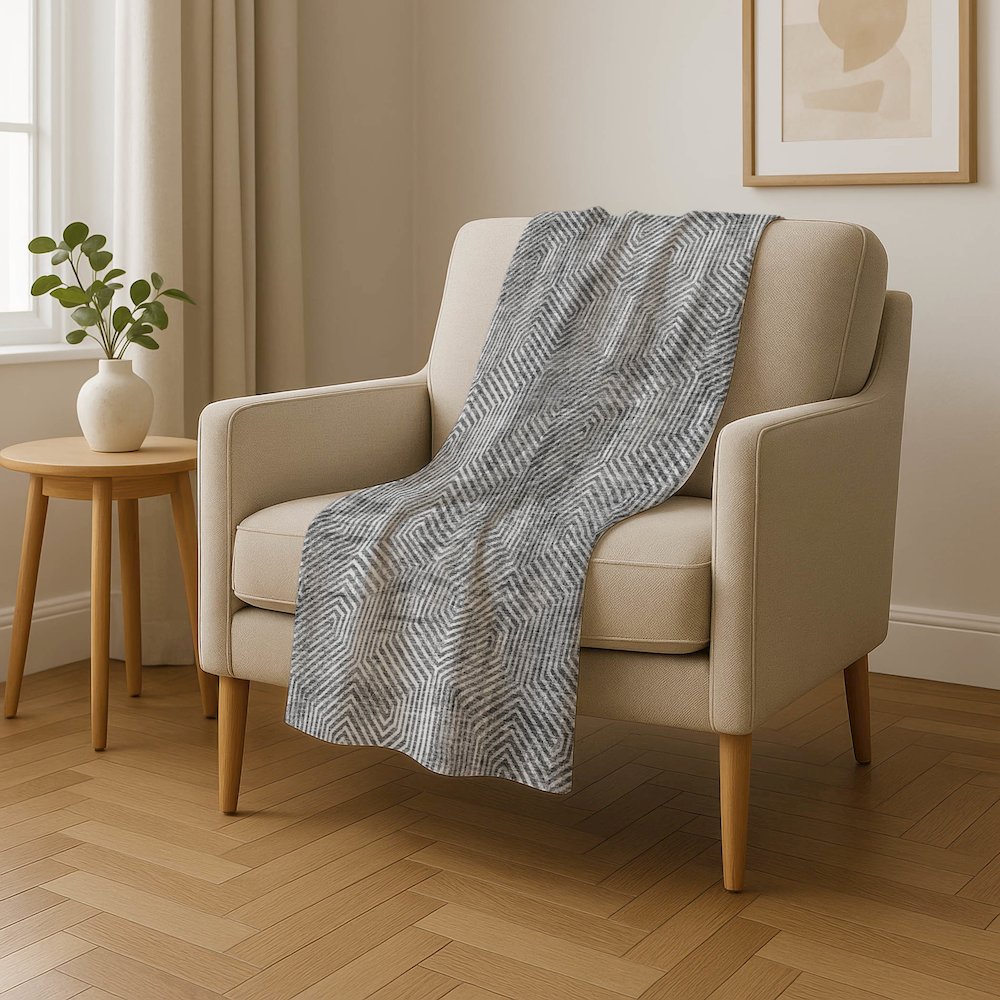 Premium Machine Washable ASB912 Silver 50" x 70" Sherpa Throw Blanket. Picture 4