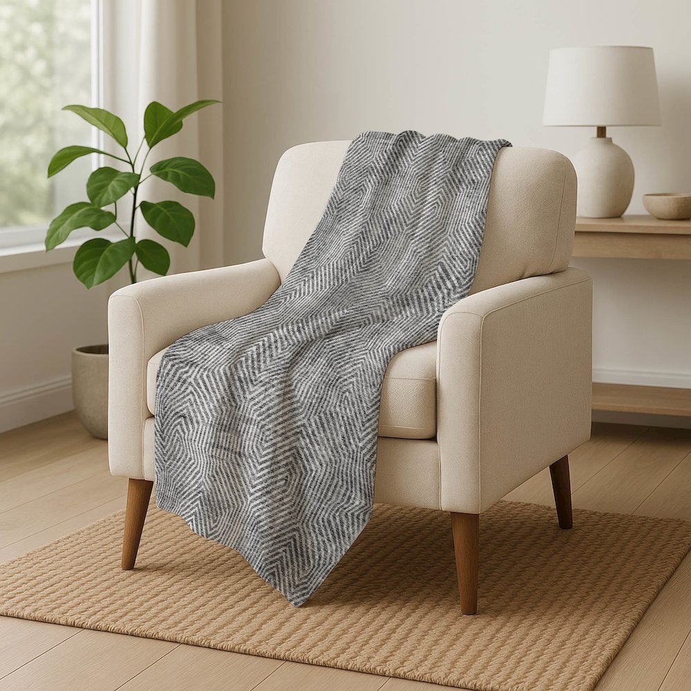 Premium Machine Washable ASB912 Silver 50" x 70" Sherpa Throw Blanket. Picture 5