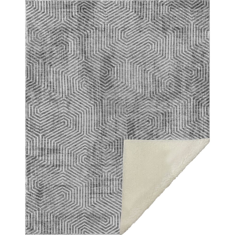 Premium Machine Washable ASB912 Silver 50" x 70" Sherpa Throw Blanket. Picture 1