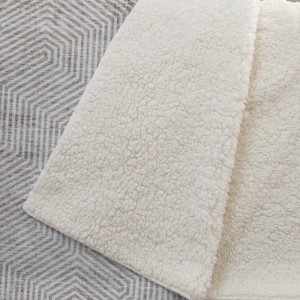 Premium Machine Washable ASB912 Taupe 50" x 70" Sherpa Throw Blanket. Picture 2