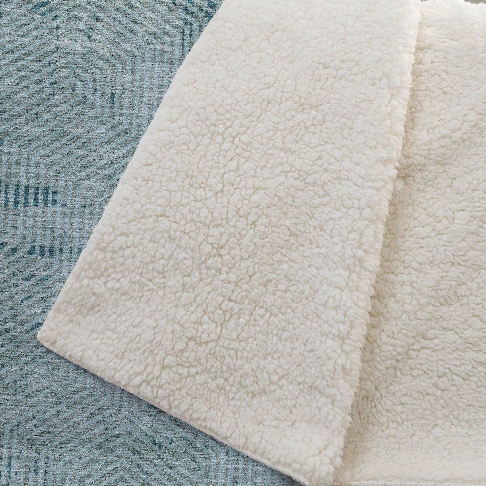 Premium Machine Washable ASB912 Teal 50" x 70" Sherpa Throw Blanket. Picture 2