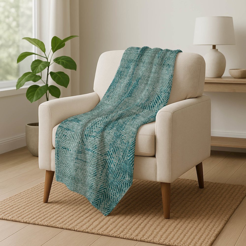 Premium Machine Washable ASB912 Teal 50" x 70" Sherpa Throw Blanket. Picture 5