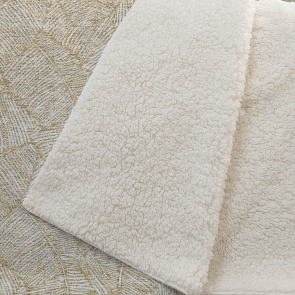 Premium Machine Washable ASB913 Gold 50" x 70" Sherpa Throw Blanket. Picture 2