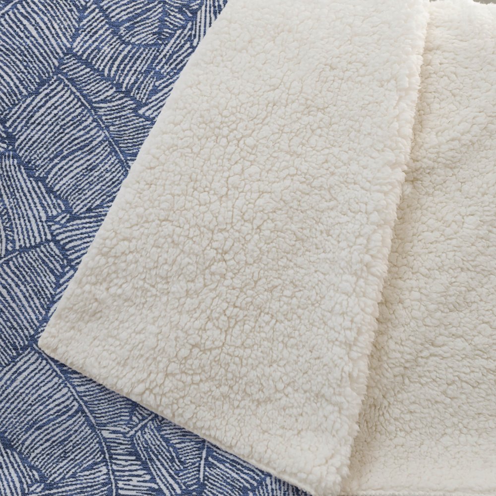 Premium Machine Washable ASB913 Navy 50" x 70" Sherpa Throw Blanket. Picture 2