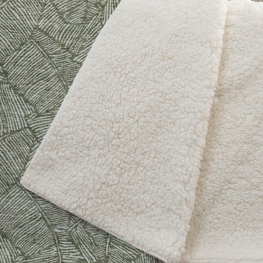 Premium Machine Washable ASB913 Olive 50" x 70" Sherpa Throw Blanket. Picture 2