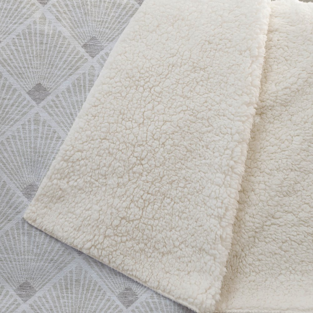 Premium Machine Washable ASB914 Beige 50" x 70" Sherpa Throw Blanket. Picture 2