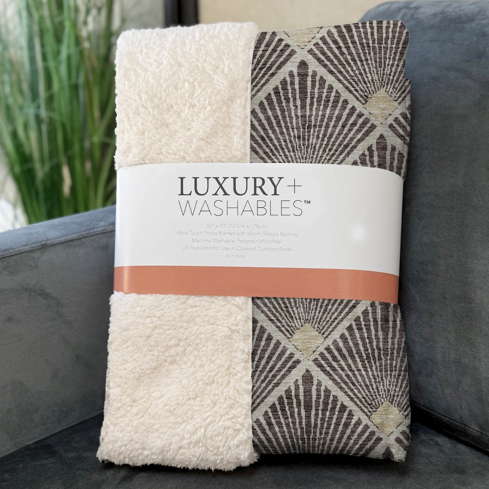 Premium Machine Washable ASB914 Fudge 50" x 70" Sherpa Throw Blanket. Picture 3