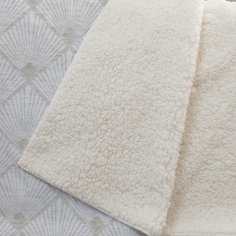 Premium Machine Washable ASB914 Ivory 50" x 70" Sherpa Throw Blanket. Picture 2