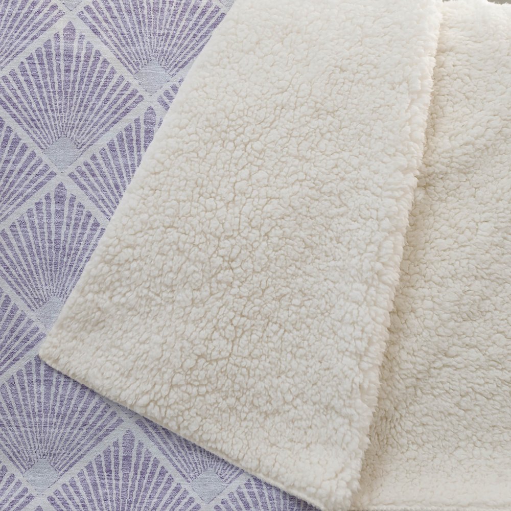 Premium Machine Washable ASB914 Lavender 50" x 70" Sherpa Throw Blanket. Picture 2