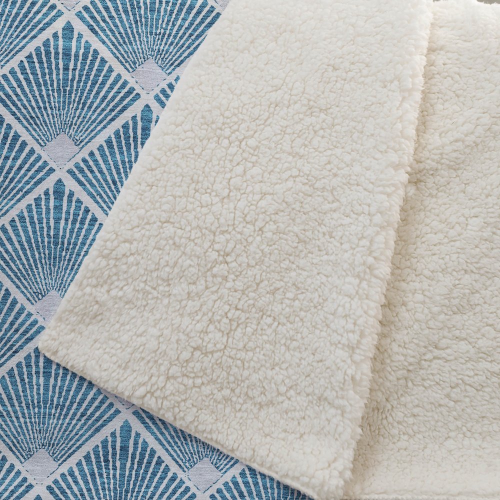 Premium Machine Washable ASB914 Teal 50" x 70" Sherpa Throw Blanket. Picture 2