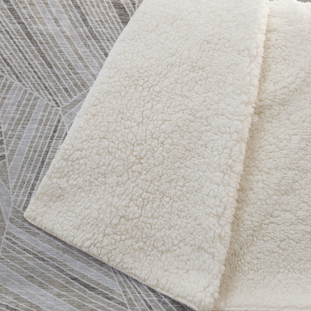 Premium Machine Washable ASB915 Beige 50" x 70" Sherpa Throw Blanket. Picture 2