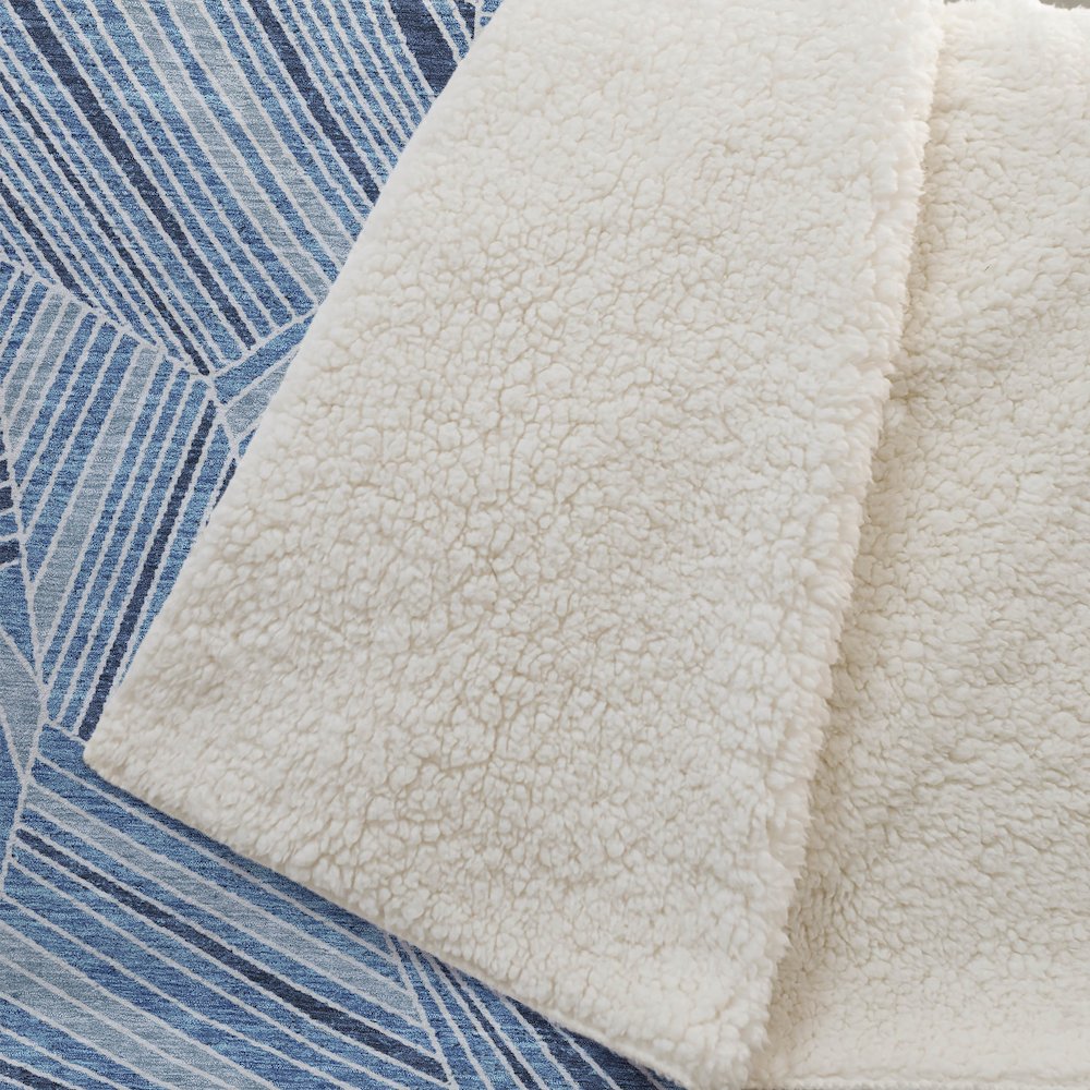 Premium Machine Washable ASB915 Blue 50" x 70" Sherpa Throw Blanket. Picture 2