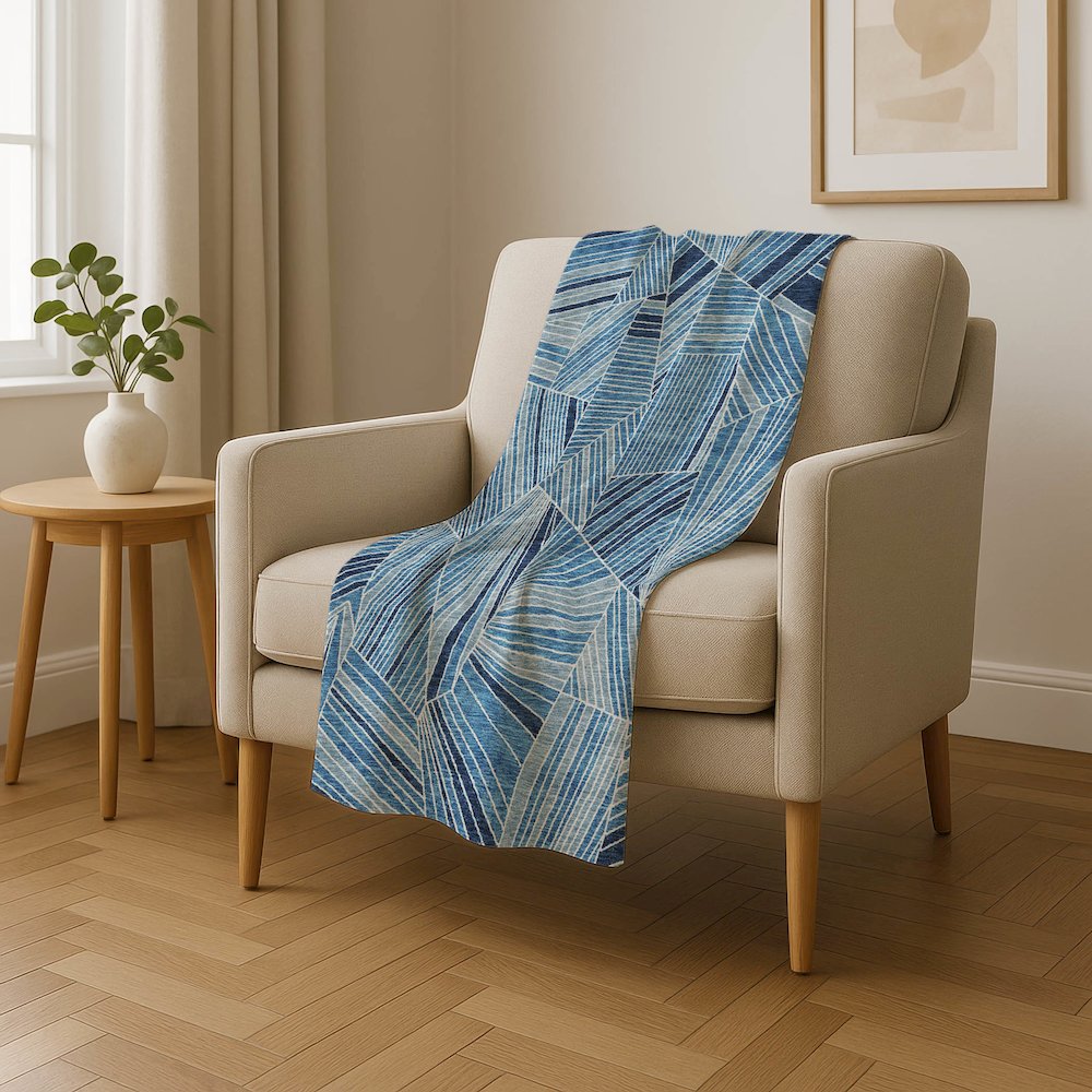 Premium Machine Washable ASB915 Blue 50" x 70" Sherpa Throw Blanket. Picture 4
