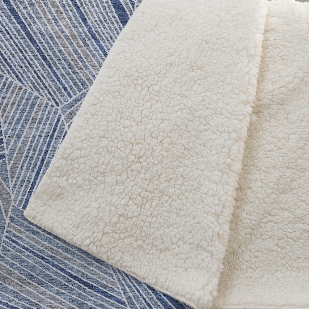 Premium Machine Washable ASB915 Denim 50" x 70" Sherpa Throw Blanket. Picture 2